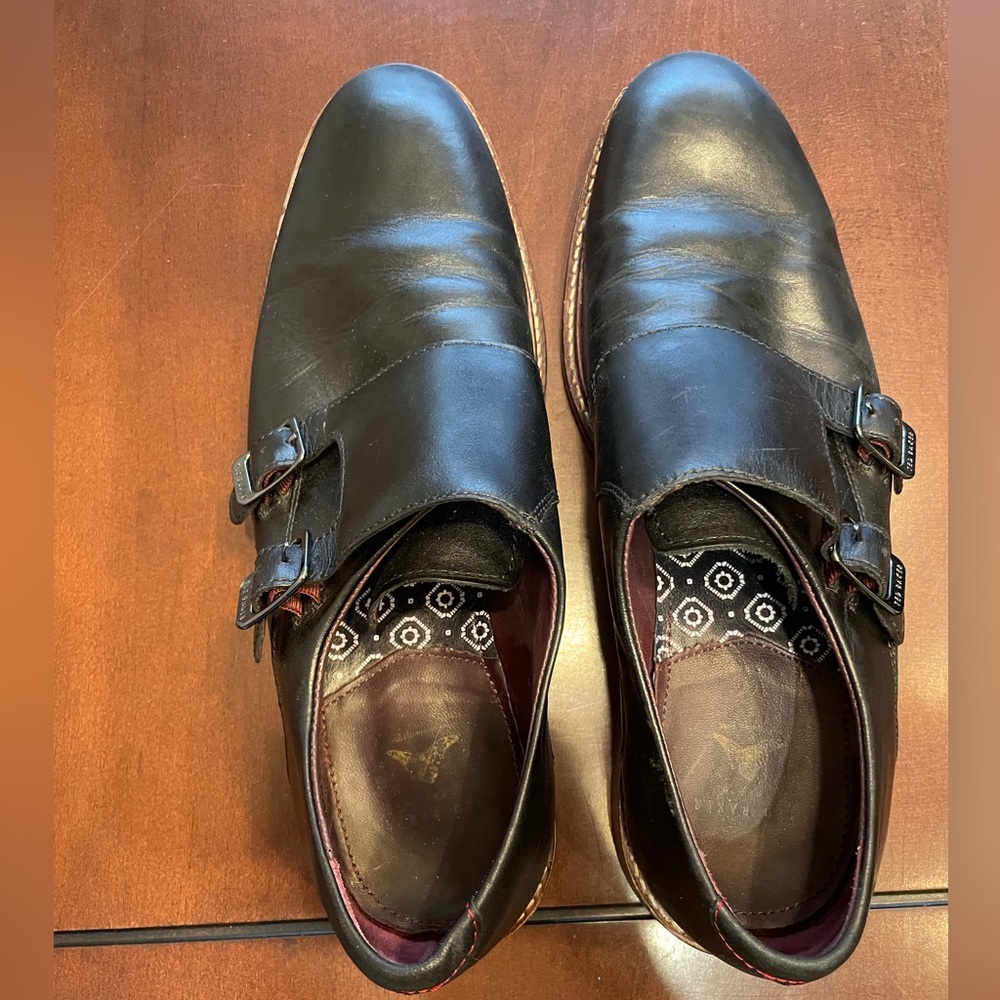 Black Leather Ted Baker Buckle Dress Shoes